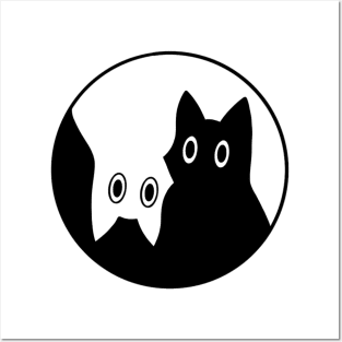 Yin Yang Cat Posters and Art